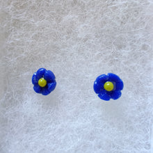 Load image into Gallery viewer, Blue Flower Metal Free Hypoallergenic Studs with Hypoallergenic Plastic Posts
