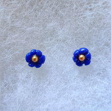 Load image into Gallery viewer, Blue Flower Metal Free Hypoallergenic Studs with Hypoallergenic Plastic Posts
