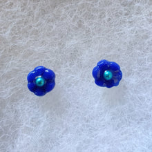 Load image into Gallery viewer, Blue Flower Metal Free Hypoallergenic Studs with Hypoallergenic Plastic Posts
