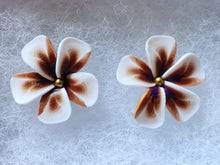 Load image into Gallery viewer, Gold, White and Purple Flower Metal Free Studs with Hypoallergenic Plastic Posts
