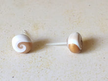 Load image into Gallery viewer, Gold and white swirl earrings
