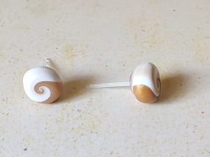Gold and white swirl earrings