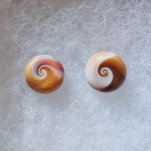 Purple, gold and white swirl earrings