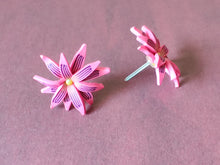 Load image into Gallery viewer, Pink and purple aster flower shaped stud earrings

