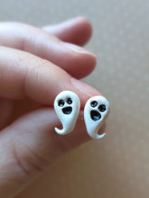 Load image into Gallery viewer, Metal Free Ghost Halloween Earrings with Hypoallergenic Plastic Posts
