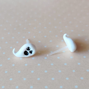 Metal Free Ghost Halloween Earrings with Hypoallergenic Plastic Posts