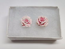 Load image into Gallery viewer, Pink Carnation Flower Metal Free Stud Earrings with Hypoallergenic Plastic Posts
