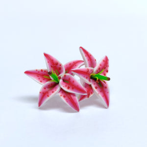 Stargazer Lily Oriental Lily Metal Free Stud Earrings