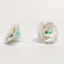 Load image into Gallery viewer, White and Mint Carnation Flower Metal Free Stud Earrings
