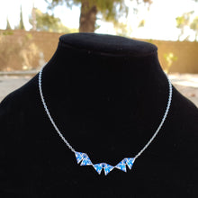 Load image into Gallery viewer, Three Diamond Blue Abstract Necklace and earrings set
