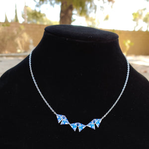 Three Diamond Blue Abstract Necklace and earrings set