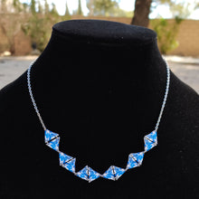 Load image into Gallery viewer, Six Diamond Blue Abstract Necklace

