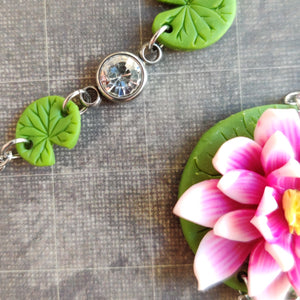 Asymmetrical Pink Waterlily Necklace