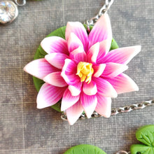 Load image into Gallery viewer, Asymmetrical Pink Waterlily Necklace
