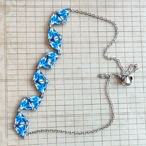 Six Diamond Blue Abstract Necklace