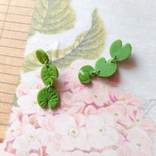 Load image into Gallery viewer, Lily Pad Drop Earrings with Hypoallergenic Plastic Posts
