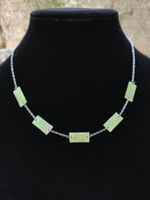 Load image into Gallery viewer, Five Bar Faux Jade Necklace with Stainless Steel Chain
