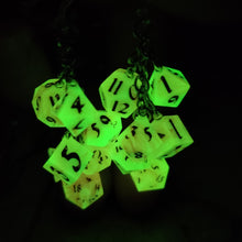 Load image into Gallery viewer, Radioactive Mango RPG Dice Earrings - 7 Dice Dangle
